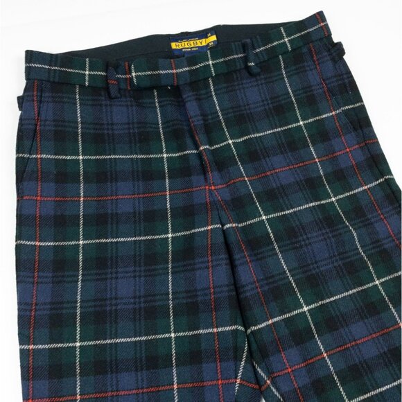 Ralph Lauren Rugby Plaid Wool Dress Pants Mens 34x29 Flat Front Preppy Tartan - Picture 7 of 14